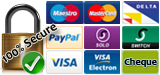 We accept Credit/Debit Card securely via PayPal