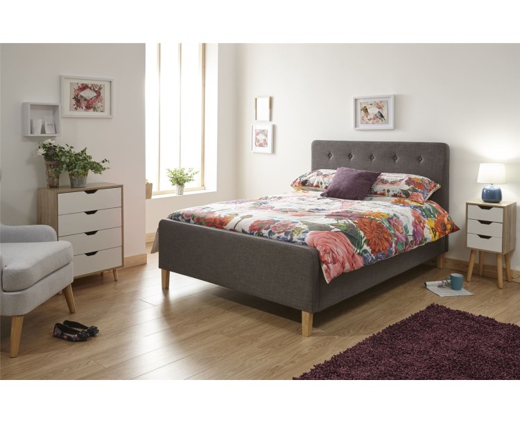 Dark Grey Fabric Ashbourne 4ft 6 Double Side Lift Ottoman Bed