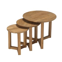 Stow Nest of Tables Contemporary Solid Oak