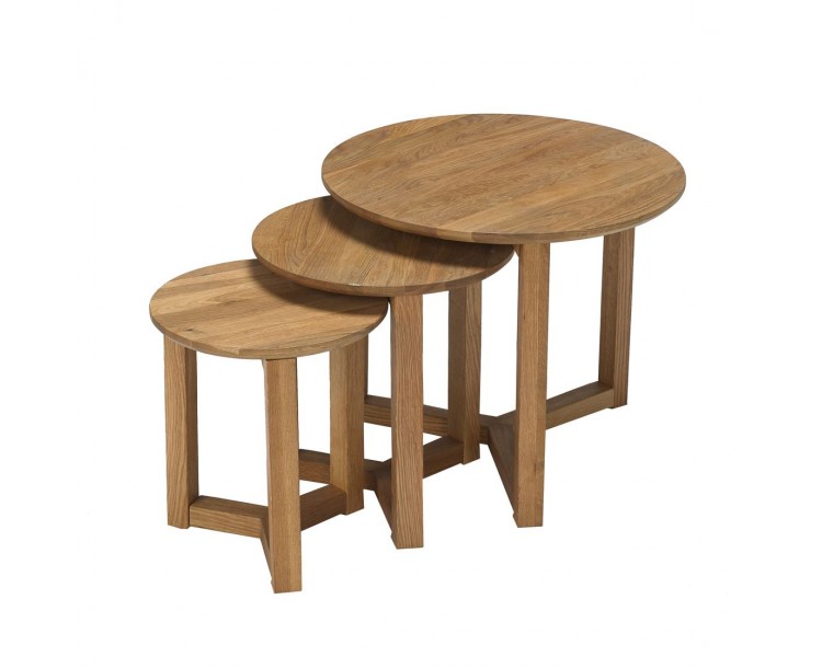 Stow Nest of Tables Contemporary Solid Oak