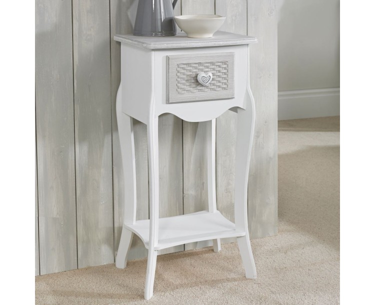 Brittany 1 Drawer Bedside White-Grey