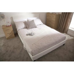 3FT Faux Leather Single Bed Frame with Headboard White