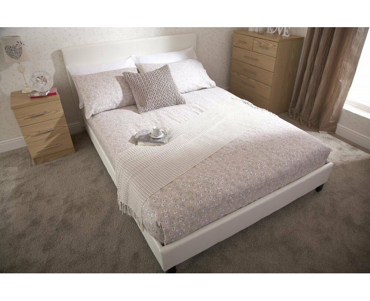 3FT Faux Leather Single Bed Frame with Headboard White