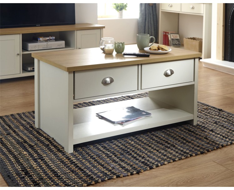 Lancaster 2 Drawer Coffee Table Cream