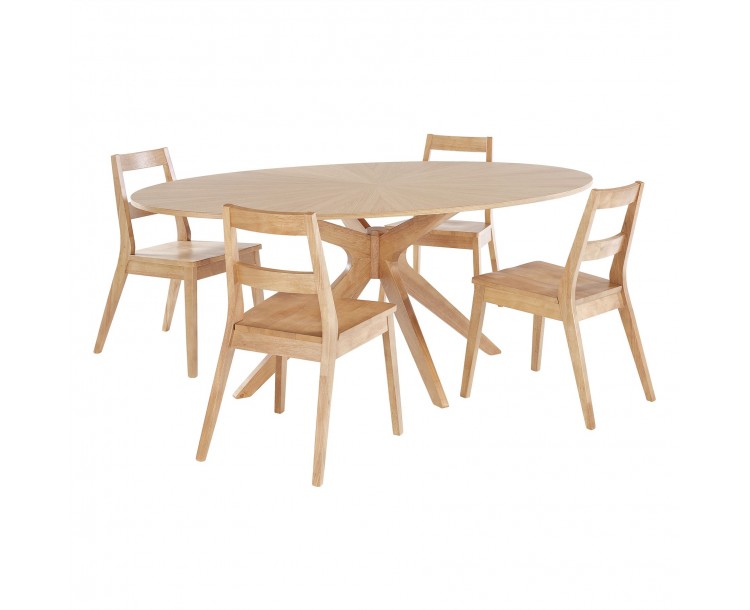 Malmo Solid White Oak Partial Veneer Dining Table
