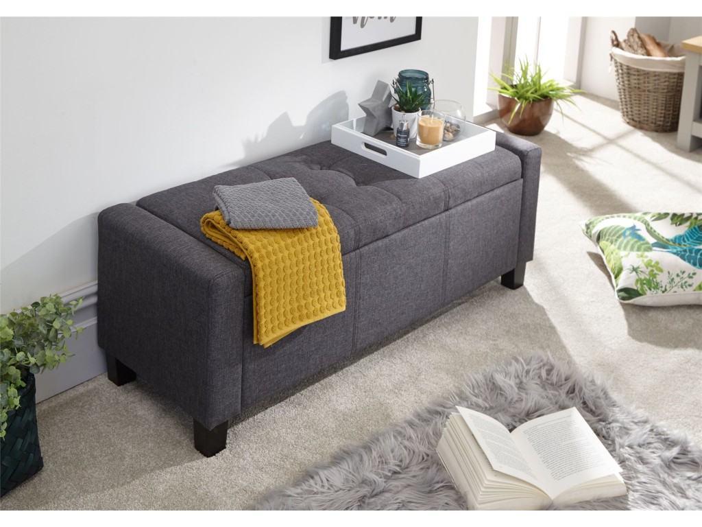 Charcoal gray shop ottoman with storage
