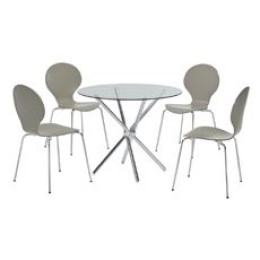 Casa Glass Top Chrome Base Dining Table