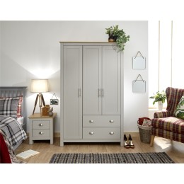 Lancaster 3 Door 2 Drawer Wardrobe Bedroom Furniture Grey