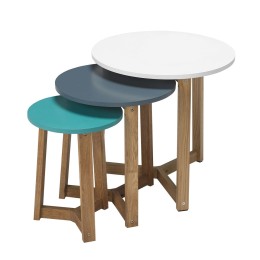 Jasper Nest of Tables Solid Oak-Funky Coloured Tops