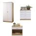 Melbourne 3 Piece Bedroom Set 2 Door Wardrobe 4 Drawer Chest Bedside White/Oak