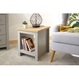 Lancaster Side end Lamp Table with Shelf Grey