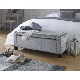 Verona Ottoman Bench Grey Crushed Velvet