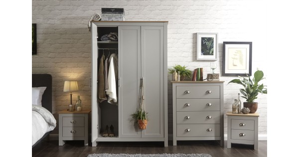 Lancaster 4 Piece Bedroom Set 3 Door Wardrobe 4 Drawer Chest