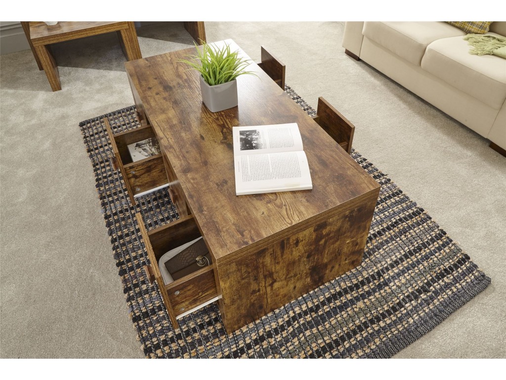 Jakarta Mangowood Living Room 8 Drawer Coffee Table Cabinet