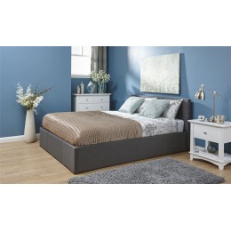 Grey Hopsack Fabric 4FT6 Double 135cm End Lift Ottoman Bed Frame