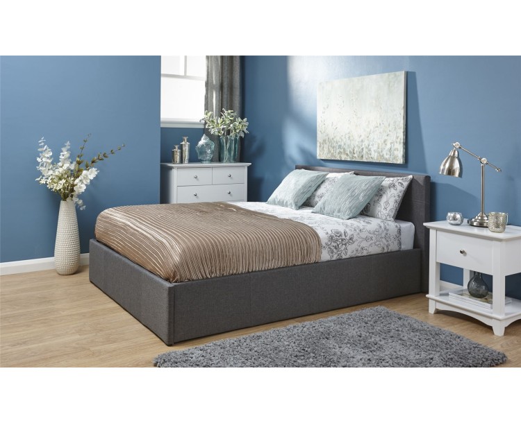 Grey Hopsack Fabric 4FT6 Double 135cm End Lift Ottoman Bed Frame