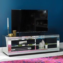 Living Room Biarritz Diamante Trim Mirrored TV Unit