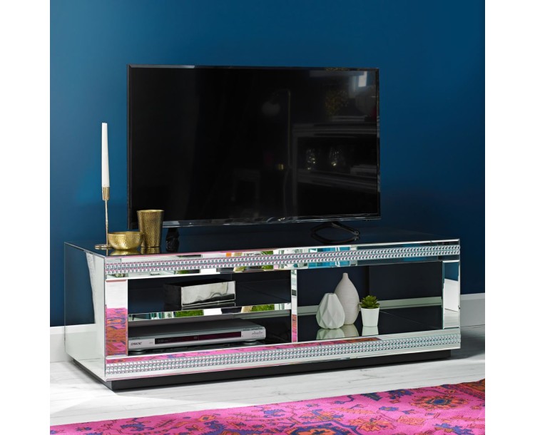 Living Room Biarritz Diamante Trim Mirrored TV Unit