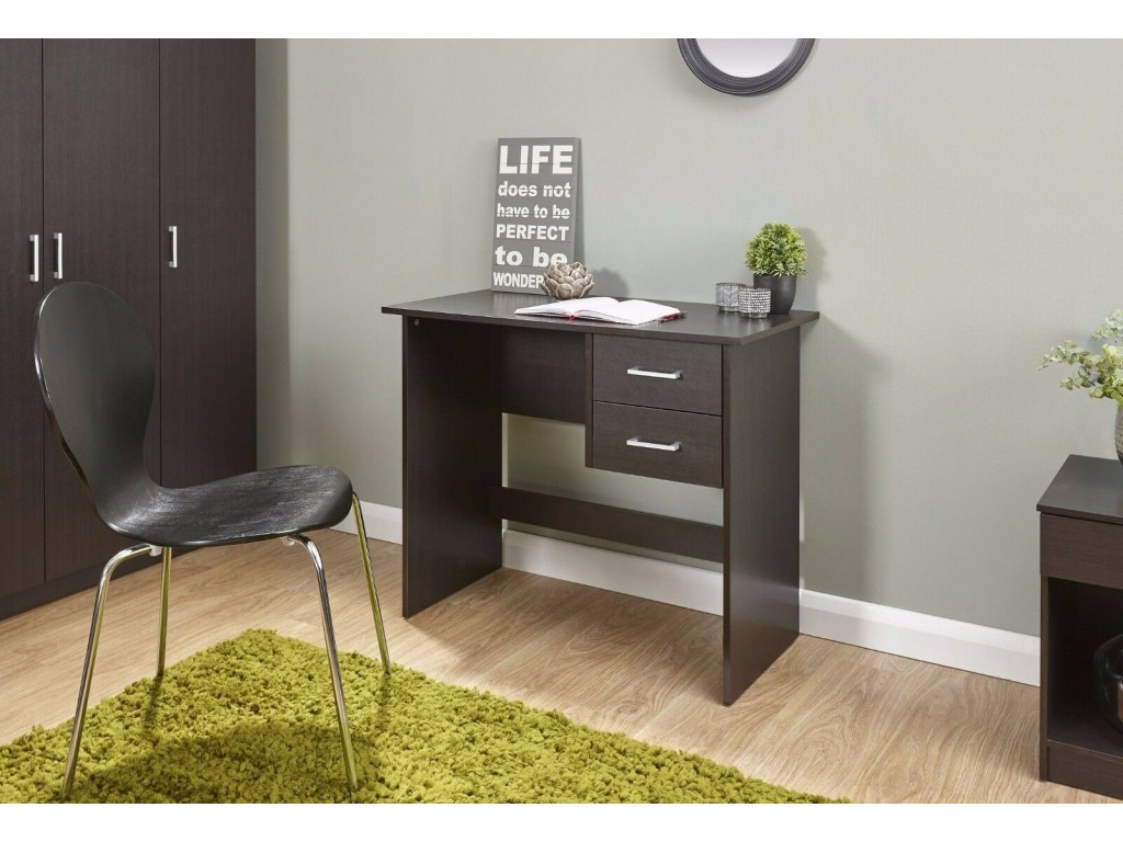 Espresso Modern Panama 2 Drawer Bedroom Study Desk Table