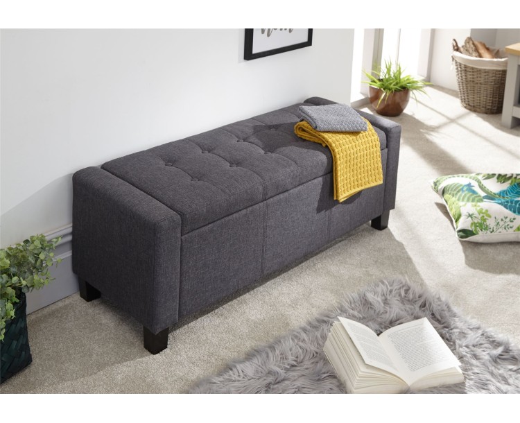 Charcoal Grey Fabric Verona Ottoman Storage Bench Box