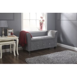 Verona Diamante Grey Chenille Lift Up Storage Window Seat