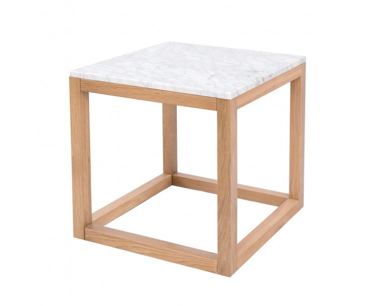 Harlow End Table Oak-White Marble Top
