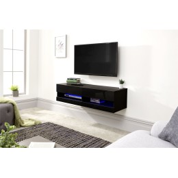 Black Galicia 120cm Wall TV Unit with LED Light Living Room