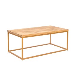 Mirelle Coffee Table Solid Oak Gold Metal Frame