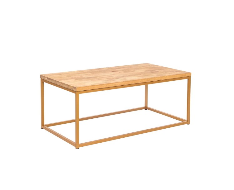 Mirelle Coffee Table Solid Oak Gold Metal Frame