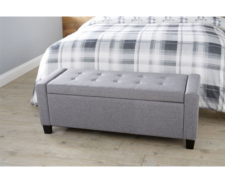 Grey Fabric Verona Ottoman Storage Bench Box