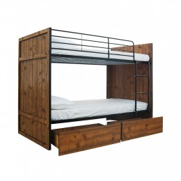 Rocco Bunk with PUllout Storage Vintage Oak with Black Frame