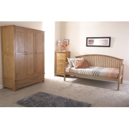 Madrid 3FT Single Wooden Day Bed Only Oak