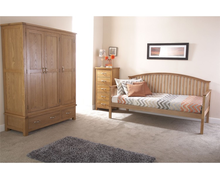 Madrid 3FT Single Wooden Day Bed Only Oak