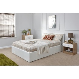 White Faux Leather 5FT Kingsize 150cm End Lift Ottoman Storage Bed Frame