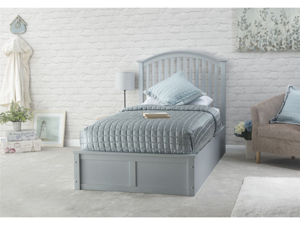 Grey Madrid 90cm 3ft Single Wooden End Lift Storage Ottoman Bed