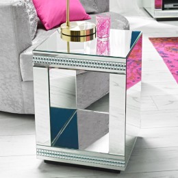 Biarritz Cube Mirrored Lamp Table