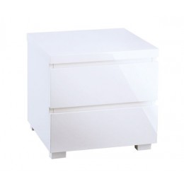 Puro White Contemporary 2 Drawer Bedside