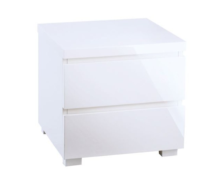 Puro White Contemporary 2 Drawer Bedside