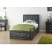 Black Hollywood Faux Leather 3FT Single 90cm Ottoman End Lift Up Bed Frame