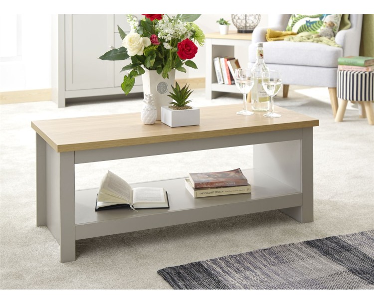 Lancaster Living Room Coffee Table with Shelf Grey