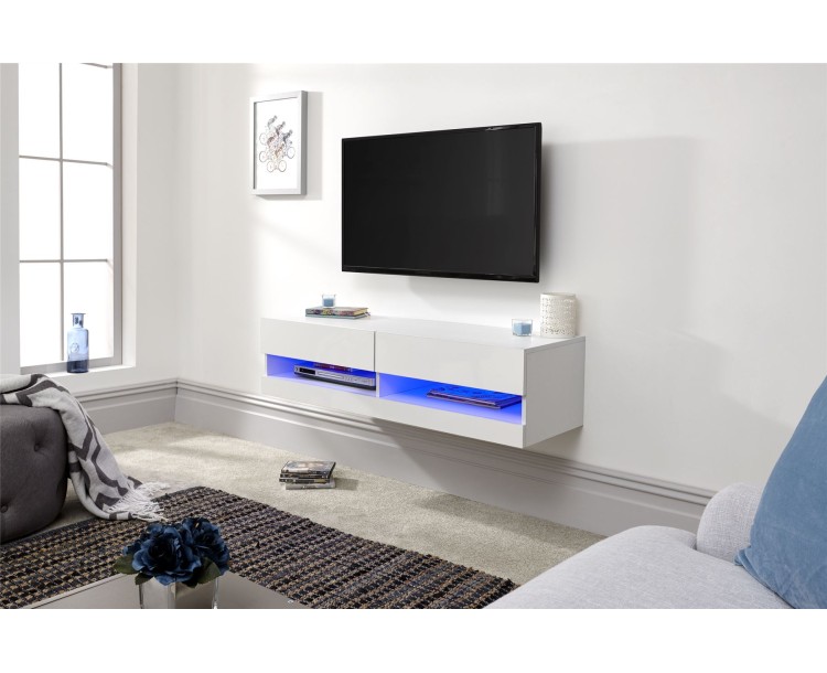 Galicia White 120cm Wall TV Unit with LED Light Living Room