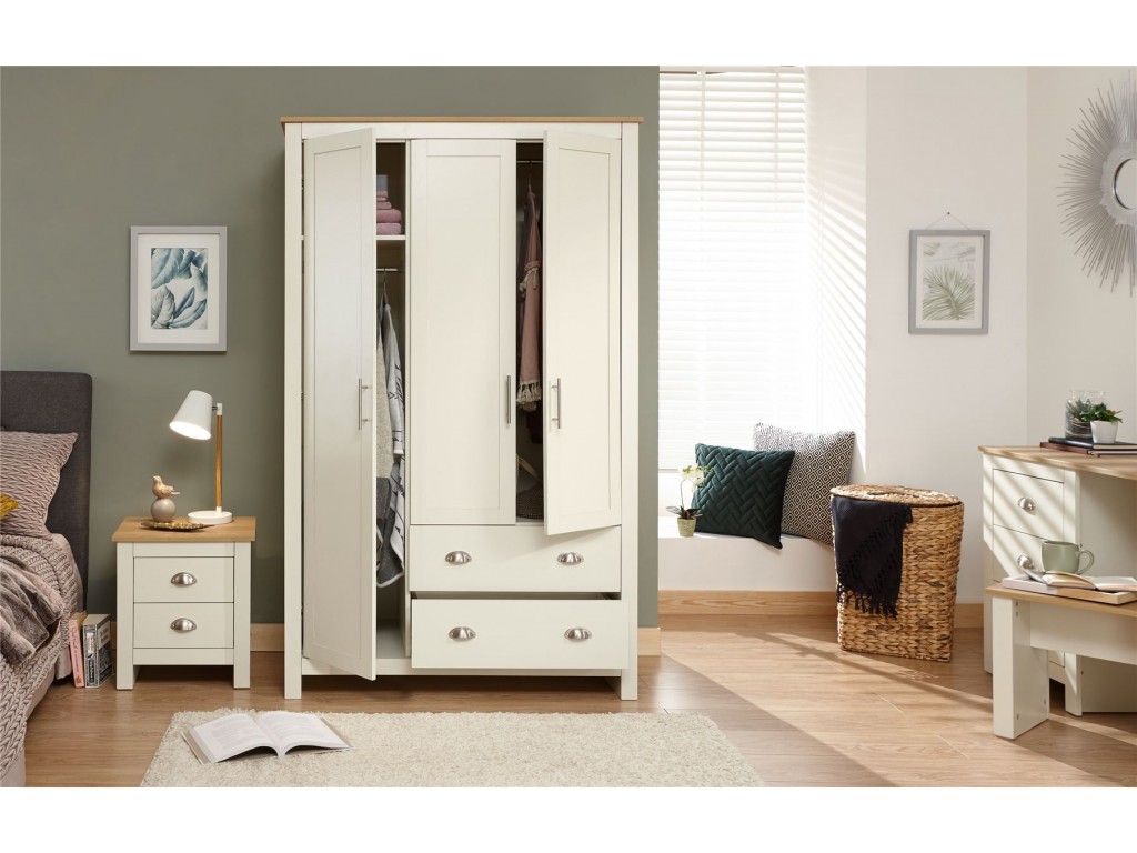 Modern Lancaster Cream 3 Door 2 Drawer Wardrobe Bedroom ...