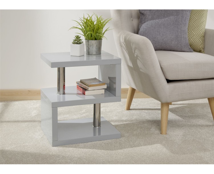 Polar High Gloss LED Side Table Grey