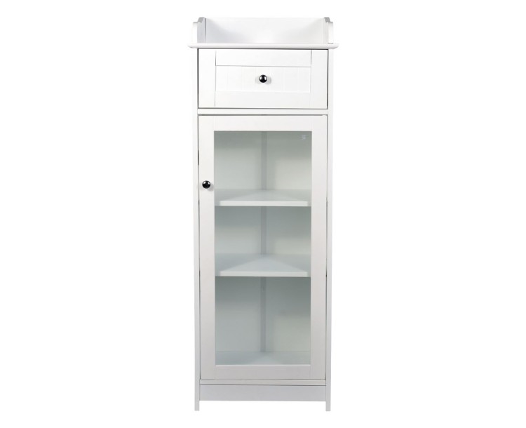 Alaska White Glass Tall Storage Cabinet