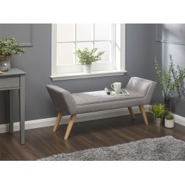 Milan Upholstered Bench Grey Hopsack