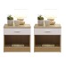 Pair of Melbourne White/Oak Bedside Table Cabinet