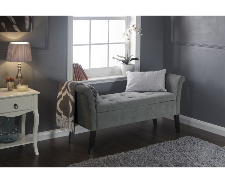 Grey Chenille Balmoral Lift Up Window Seat Storage