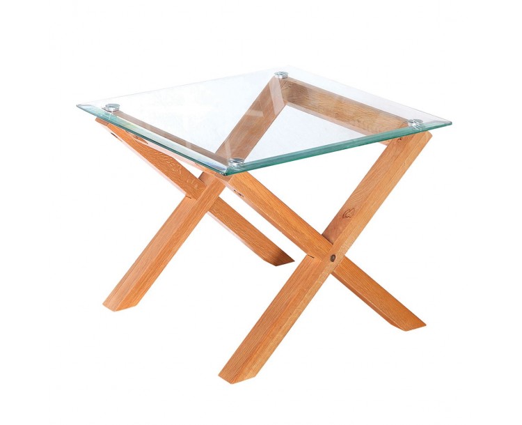 Freestanding Glass Top Cadiz Oak Lamp Table