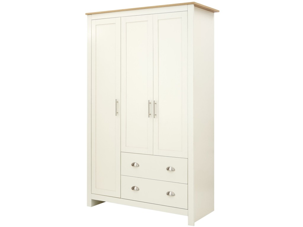 Lancaster 3 Door 2 Drawer Wardrobe Bedroom Furniture Cream