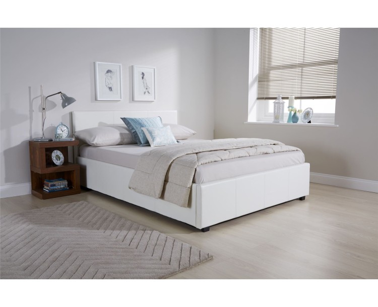 4FT6 Double Side Lift Ottoman 135cm Bed Bedframe White